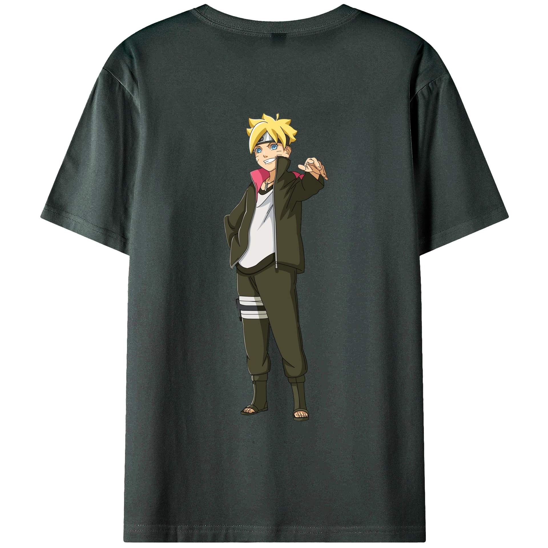 （画像用） NARUTO -ナルト- うずまき ボルト Uzumaki Boruto 綿100％ メンズ半袖Tシャツ（バックプリント） 通気性